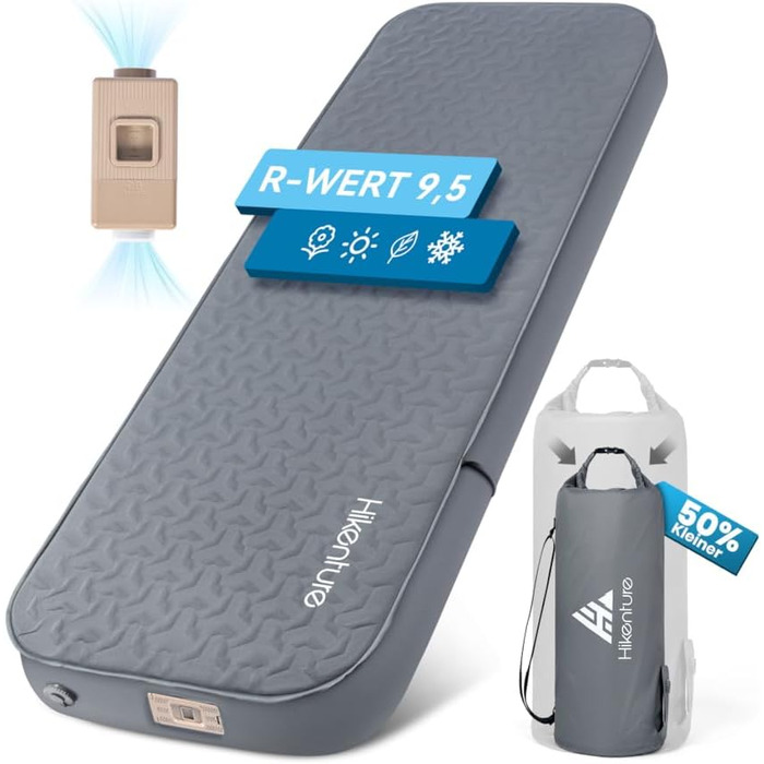 Каремат HIKENTURE самонадувний з вбудованим електронасосом, 10 см товщини, для кемпінгу, туризму та відпочинку на природі