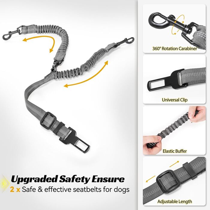 Автомобільне ліжко для собак Petfit, сіре та біле, розмір M - безпечне кріплення, зручне для маленьких собак