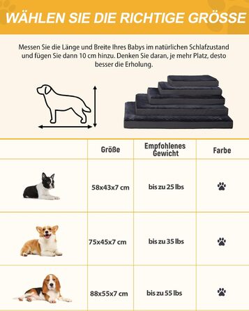 Favodormir Orthopedic Dog Bed, Dog Cushion for Large Dogs XXL, with Washable Removable Cover, Outdoor Dog Mat, Dog Basket, Dog Mattress for Large Dogs, 119x73x9cm (L 58 x W 43 x H 7 cm, Dark Grey)