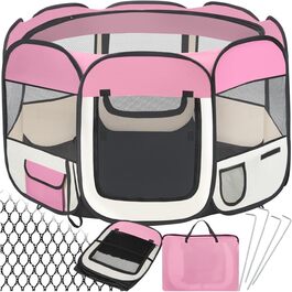 Тектейк® вольєр для цуценят, вольєр для тварин, вигульне місце для собак, котів, кроликів, вигул, вольєр для дому або кемпінгу - загородження для собак, ґрати для собак, вольєр для вигулу, вольєр для дрібних тварин - рожевий