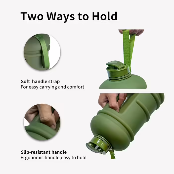 TOOFEEL Water Bottle 2L - 2 Liter Water Bottle BPA Free, Large Bottle, Reusable Sports Water Bottle with Marked Measurements, Gym Water Bottle - (Matte Olive Bottle, 2200 ml)