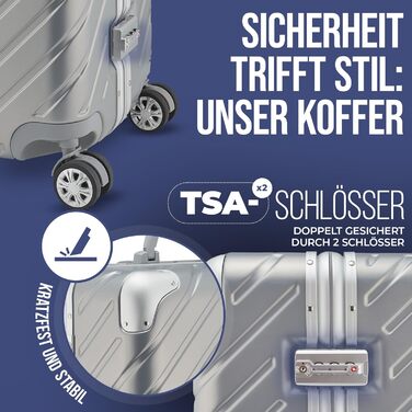 LETTOO Валіза з жорстким корпусом середнього розміру 72L | Валіза з алюмінієвим каркасом - Надзвичайно стійкий вагончик з кріпленням для кишень [ВОДОНЕПРОНИКНИЙ] Захист кутів (Набір валіз Trolley 20 та 29 дюймів, Срібло)