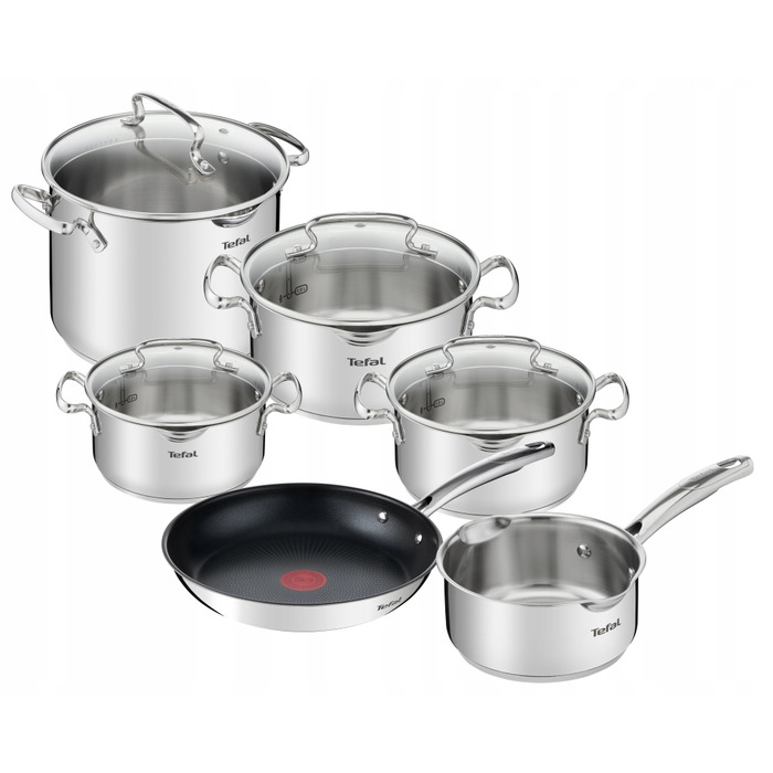 Набір каструль та сковорідок Tefal Duetto+ з нержавіючої сталі, 10 предметів, G732SA55