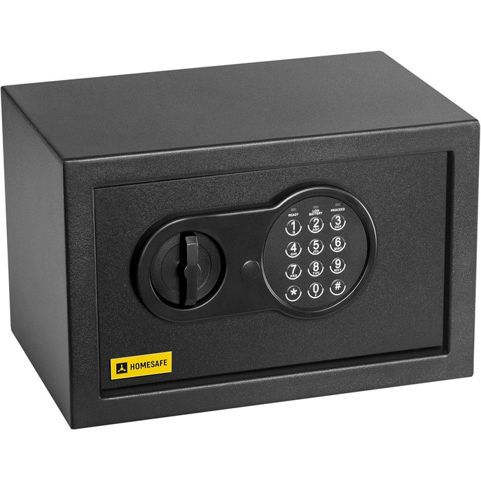 Домашній сейф HomeSafe HV24E з електронним замком, 20x44x38 см. Підходить для зберігання грошей, прикрас, документів та ноутбука.