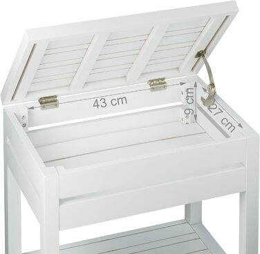 Relaxdays Bamboo Shelf, Standing Shelf with 3 Shelves, HxWxD: 76.5 x 46 x 29.5 cm, Compartment with Flap, Open, Kitchen & Bathroom, (White)