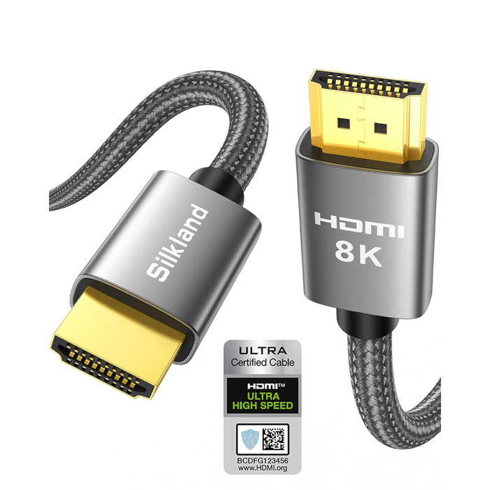 Кабель HDMI 2.1 Silkland 8K (2м) - Сертифікований, eARC, 48Gbps, сумісний з PS5, Fire TV, HDTV, Laptop