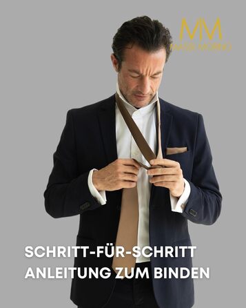 Набір краваток Massi Morino для чоловіків з нагрудним хустинкою, краватковою голкою та манжетними кнопками, подарункова коробка. Ідеально для весілля. Розмір універсальний, колір: коричневий