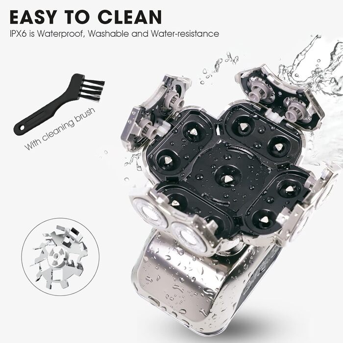 Електрична машинка для гоління 9D для чоловіків, 5-в-1 набір для догляду, LED-дисплей, USB-C зарядка