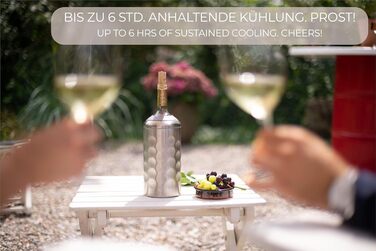 PRIMØ Germany® Охолоджувач для вина з кришкою: для вина, шампанського, секту. З нержавіючої сталі, подвійних стінок, вакуумна ізоляція. Охолоджувач пляшок, для холодних напоїв
