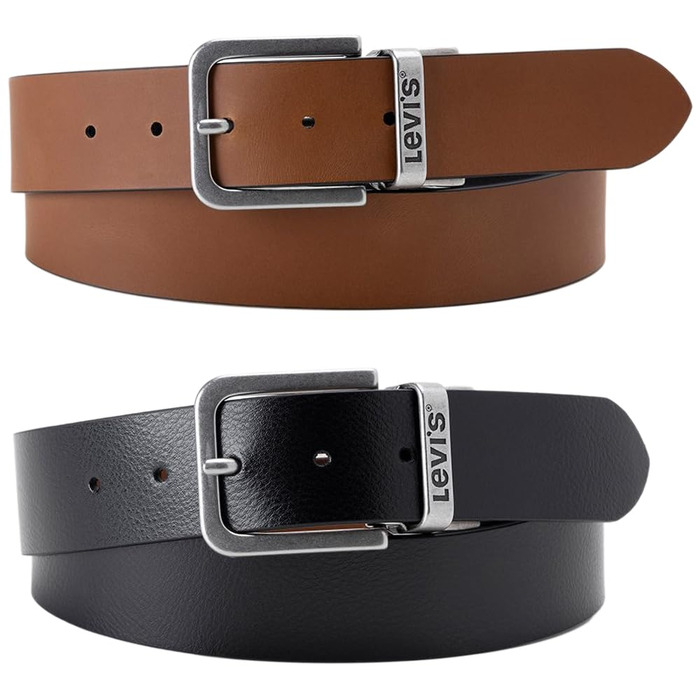 Чоловічий двосторонній ремінь Levi's Core Reversible Belt, чорний/золотий, розмір 95