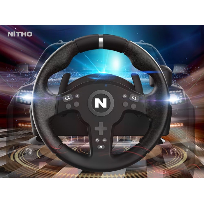 NITHO Drive Pro V200 - Руль для гонок з педалями та перемикачем передач, для PC, PS4, Xbox, 270° з вібрацією, сумісний з симуляторами