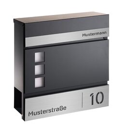 Поштовий ящик Forgard Helsingborg антрацит з газетницею, RAL 7016, персоналізований, з монтажним комплектом