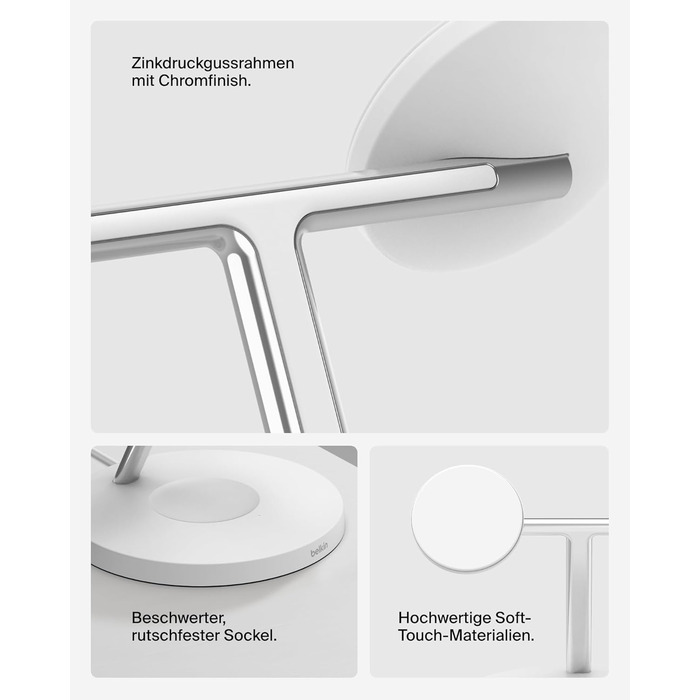 Belkin MagSafe 3-в-1 Бездротова Зарядка 15W для iPhone, Apple Watch та AirPods (Біла) - Сумісна з MagSafe/Qi2