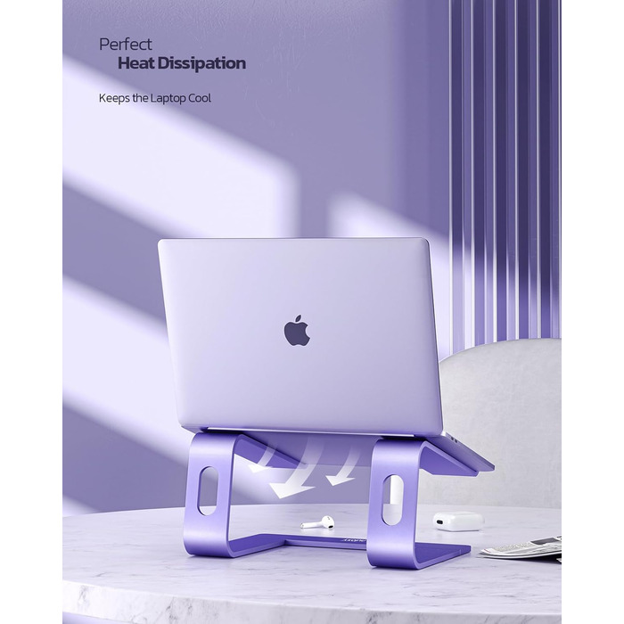 Підставка для ноутбука Nulaxy з алюмінію, ергономічна, з вентиляцією, сумісна з MacBook, Dell, HP, Samsung, Lenovo, 10-16 дюймів, сіра (фіолетова)