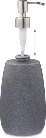 Дозатор мила Relaxdays 300 мл, наповнюваний, для ванної/кухні, сірий, полірезин, нержавіюча сталь