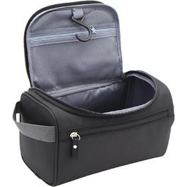 Чоловіча та жіноча косметичка для подорожей з петлею для підвішування. Чорна косметичка-органайзер для гігієнічних засобів.