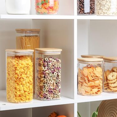 ComSaf 1500ml Storage Jars with Lid 3-Piece Set, Large Glass Containers Φ10cm Storage Containers Glass, Airtight Storage Jars for Storing Kitchen Ingredients, Storage Jars for Spaghetti, Pasta, Noodles, Flour