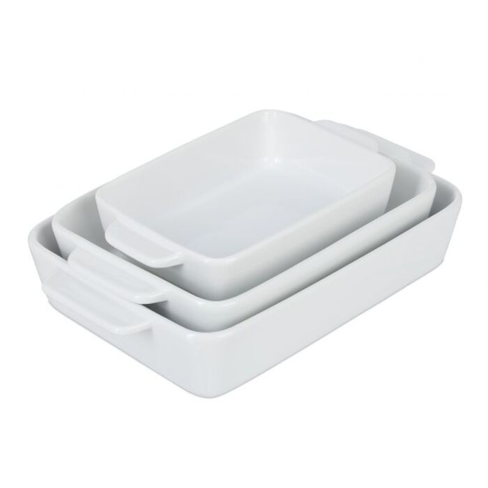 Relaxdays Ceramic Casserole Dish Set of 3