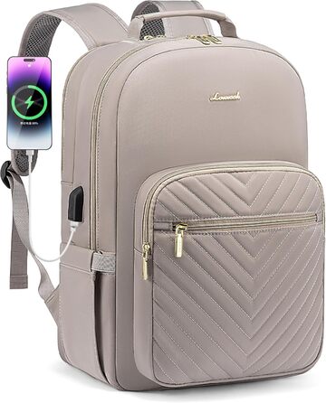LOVEVOOK Рюкзак для жінок, великий, 15.6 дюймів, сумка для ноутбука, водонепроникний, шкільний рюкзак, чорний, елегантний, для роботи, школи, університету, подорожей, 15.6' (15.6', Taro-gray)