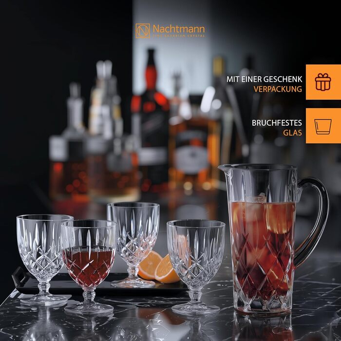 Nachtmann 5-Piece Jug Set, 1190 ml Pitcher with 4 Universal Glasses 350 ml each, Noblesse, 102387, Crystal Glass Gift Set, Dishwasher-Safe