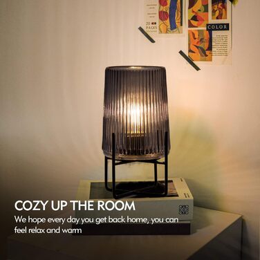 Бездротова настільна лампа з таймером, вінтажний дизайн, акумуляторна LED лампа для дому та вулиці, сірий колір, розмір L