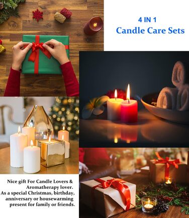 STATABSTA 4-in-1 Candle Accessory Set, Candle Snuffer, Wick Trimmer, Trimmer, and Wick Scoop, Candle Care Set for Gifts, Candle Lovers (Silver)