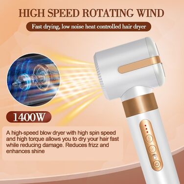 Фен-щітка Air Styler 7 в 1: 7 насадок для укладки волосся, включаючи щітку, плойку, насадку для локонів, диффузор та концентрат, для дому та подорожей (білий)