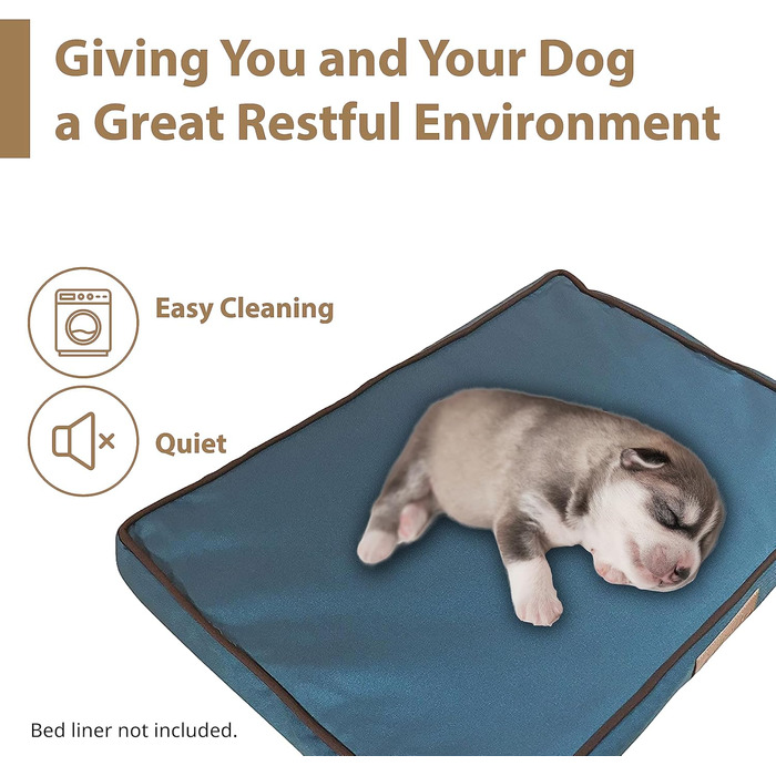 Ортопедичне ліжко для собак Ellie-Bo з memory foam, чорне, вологостійке, для клітки 76 см, розмір M (S - [L56 x W41 x H6cm], Green Water Resistant)