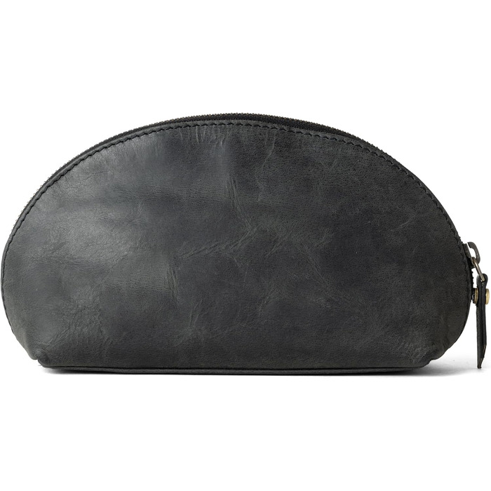 Косметичка з натуральної шкіри Berliner Bags Zoe, вінтажна, маленька, темно-сіра, органайзер для жінок і дівчат, пенал для косметики та аксесуарів