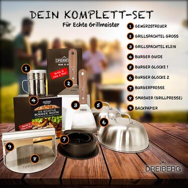 Набір для приготування бургерів DREIBERG® з нержавіючої сталі (9 предметів)