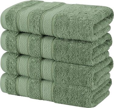 Набір рушників American Soft Linen Premium з турецької бавовни, готельна серія, 6 предметів (4 рушники для рук), шалфейний зелений