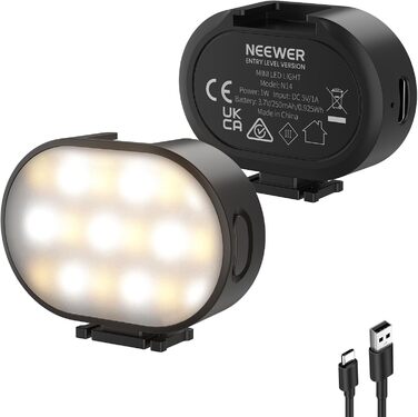 NEEWER RGB LED панель для відеозйомки, 8W, 2700K–7500K, портативна, з регулюванням кольору, CRI 97, 4000mAh, металева, для DSLR, стрімінгу, відеозйомки