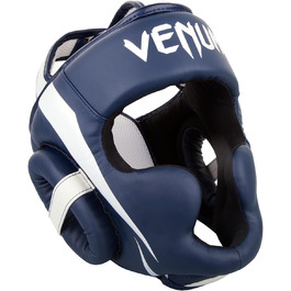 Venum Elite Headgear - White/White (White/Navy Blue) - Boxing & MMA Protection