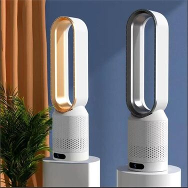 2-в-1 Турбовентилятор з очищувачем повітря: тихий, з пультом, таймером, осциляція, для дому (Срібний)