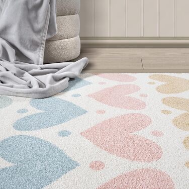 Дитячий килим Beat Kids сучасної м'якої структури, з точками, кремовий (200x280 см) - легко доглядати, стійкий колір