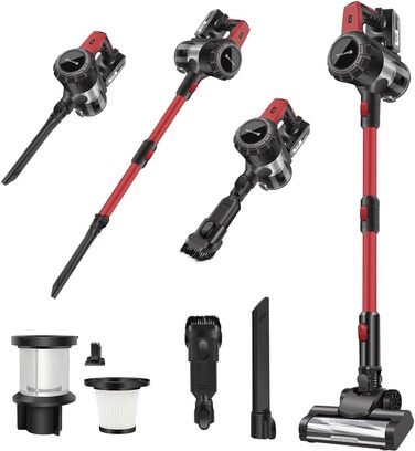 Бездротовий акумуляторний пилосос 45000 Па / 500 Вт / 40 хв, вертикальний пилосос для дому, видалення шерсті тварин з антизаплутуючою насадкою, легкий, з док-станцією для зарядки, тихий, для шерсті тварин, килима, твердої підлоги, авто