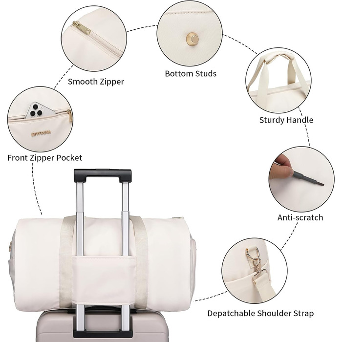 Portable Garment Bag, Men's Travel Garment Bag, Large Leather Travel Bag with Shoe Compartment
