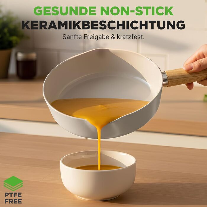 Набір посуду NutriChef Topfset 14 предметів бежевого кольору з керамічним антипригарним покриттям для індукційних плит: каструлі, сковороди, кришки