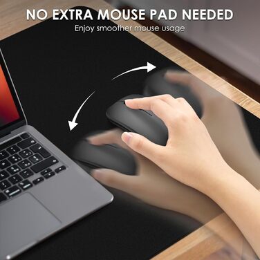 Килимок для миші та столу Vicwe з екошкіри PU, 90x43 см, чорний - захист для офісу та дому