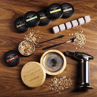 Набір для копчення коктейлів Bouron: факел та 4 види тирси для димного напою