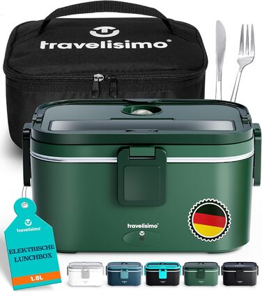 Electric Lunch Box 80W Thermo Lunch Box for Keeping Food Hot, 1.8L Heat Box 3-in-1 Food Warmer, Food Warming Box for 12V/24V/220V, for Work, Car, Truck Electric Lunchbox, Heat Box