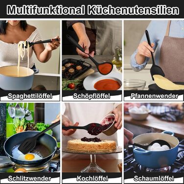 Набір кухонних аксесуарів Homikit 16 шт. з тримачем, кухонне приладдя, посуд, чорний