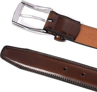 Чоловічий шкіряний ремінь Fabio Valenti – для костюмів, джинсів, уніформи, з односторонньою пряжкою – дизайн США (32-34, Обпалений Умбра)