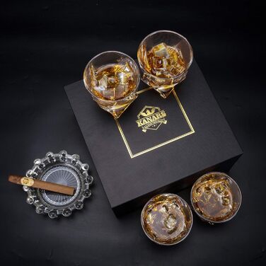 KANARS Whiskey Glasses Set, Lead-Free Crystal Glasses, Whiskey Glass, Beautiful Gift Box, 4-Piece, 300 ml, High Quality
