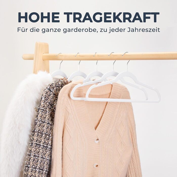 Набір вешалок для одягу HOUSE DAY, 50 шт., велюрова поверхня, нековзкі, обертовий гачок 360°, для сорочок, костюмів, пальто, светрів, штанів, білий