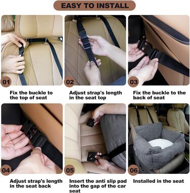 Автокрісло для собак, миється та стійке до плям. Зручне автокрісло для собак середнього розміру (сірий)