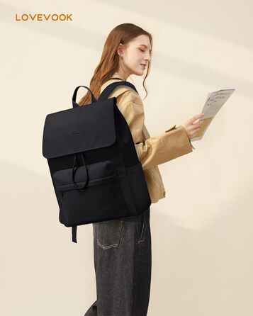 LOVEVOOK Рюкзак для жінок, 17.3 дюйми, рюкзак для школи, водонепроникний, для підлітків, легкий, з відділенням для ноутбука, для університету, школи, подорожей, роботи, чорний