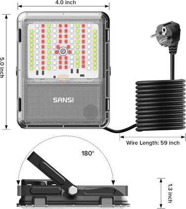 SANSI RGB LED Flood Light Outdoor 10W, LED Floodlight with Remote Control IP65 Waterproof, RGB Floodlight Dimmable Color Changing with Timer, 20 Colors 6 Modes for Garden Landscape Party Festival, 2 Pack (20W-2Pack)