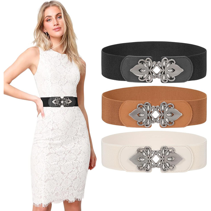 Жіночий еластичний пояс LEACOOLKEY 80 см (34-41 дюймів) - чорний, коричневий, бежевий