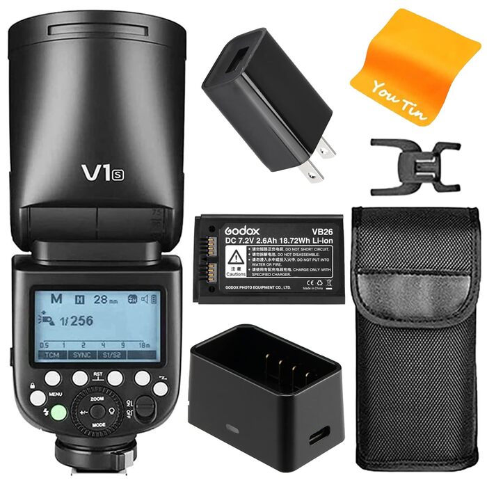 Godox V1-S: Швидкий спалах для камери Sony з Li-Ion акумулятором 2600 mAh, HSS 1/8000, 76W